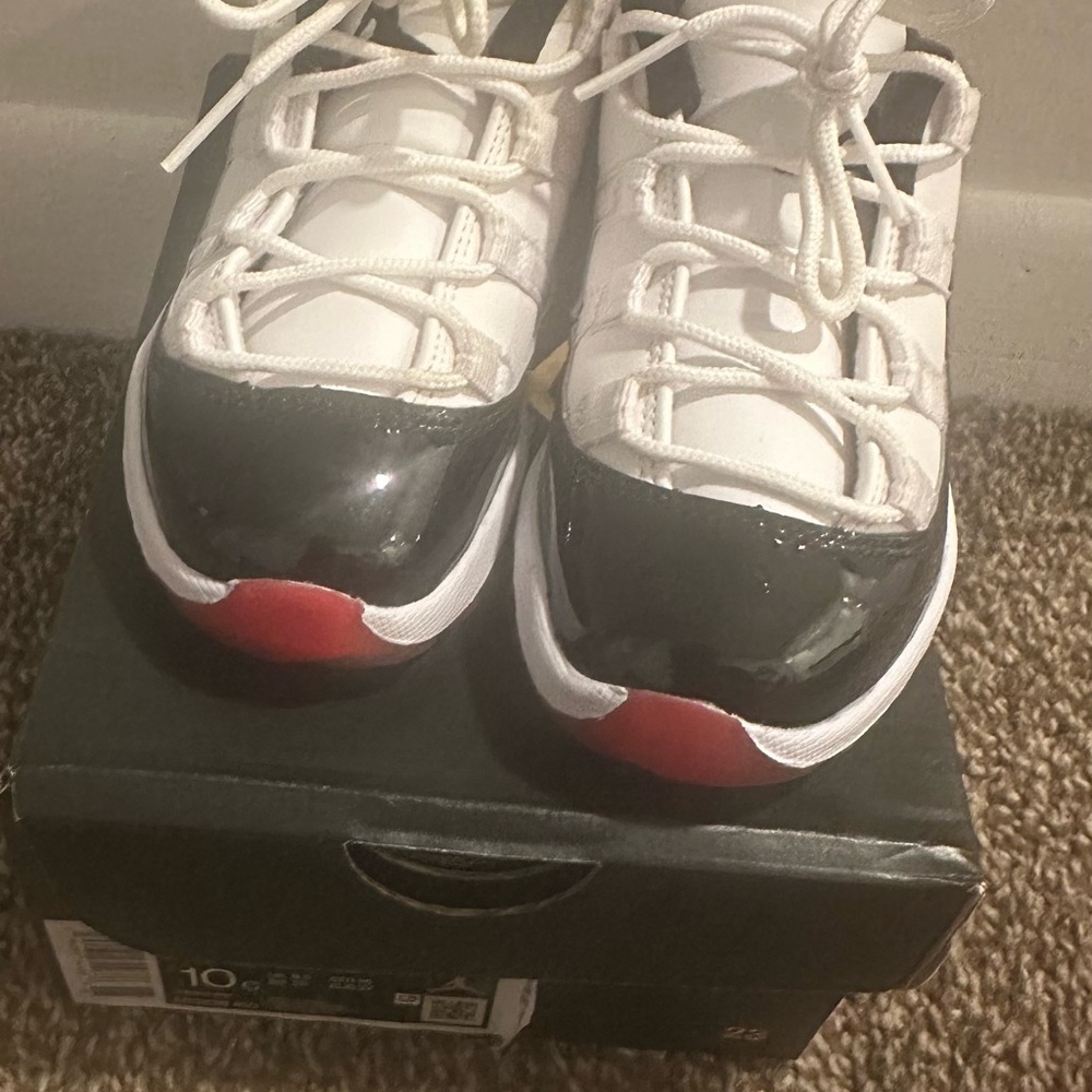 Jordan Kids Black, White, and Red Sneakers